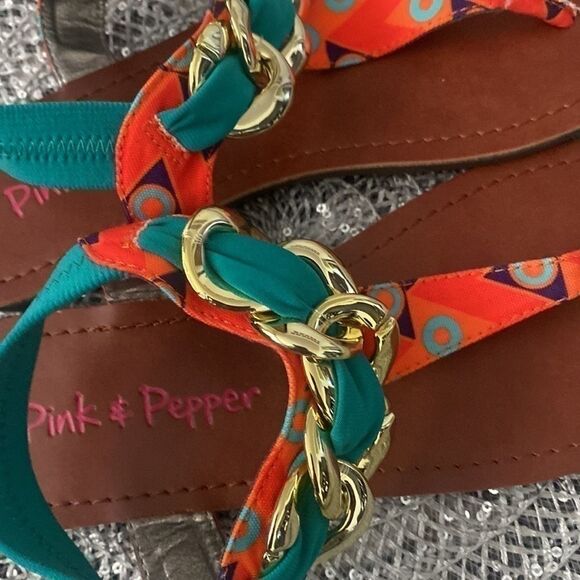 Pink and pepper beautiful sandals, new without box.7.5 - Picture 3 of 7